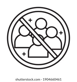 avoid crowds reopening sticker line style icon vector illustration design