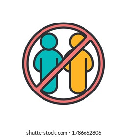 avoid crowds signal for covid19 signal ,prevention method line and fill style icon
