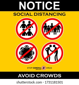 Avoid Crowds Social Distancing, Sign And Poster Vector