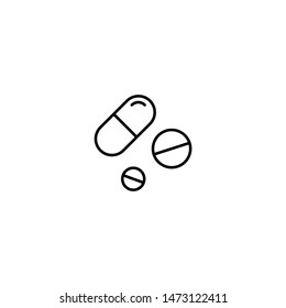 Avoid Drugs Line Icon Design. No Drugs, Pills.