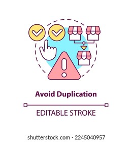 Avoid duplication concept icon. Advantage of mergers abstract idea thin line illustration. Eliminate competition. Isolated outline drawing. Editable stroke. Arial, Myriad Pro-Bold fonts used