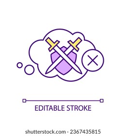 Avoid fighting in relationship RGB color icon. Communicate without arguing. Expressing feelings calmly. Isolated vector illustration. Simple filled line drawing. Editable stroke. Arial font used