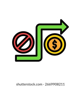 Evite la Ilustración vectorial de color lineal del ícono financiero