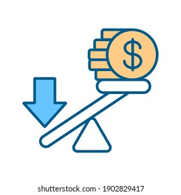 Avoid Financial Leverage RGB Color Icon. Stock Market Risk. Business Asset. Trading Disadvantage. Finance Debt. Economy And Banking. Decrease In Earnings. Isolated Vector Illustration