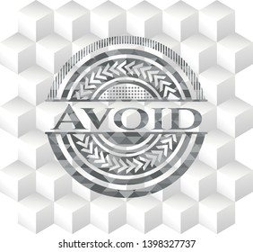 Avoid grey emblem. Vintage with geometric cube white background