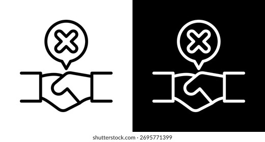 Vermeiden Sie Handshake-Symbol der Linie schwarz-weiß Stil