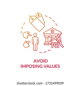 Avoid Imposing Values Red Concept Icon. Woman Rights. Racial Equality. Stop Harassment And Bullying. Social Unity Idea Thin Line Illustration. Vector Isolated Outline RGB Color Drawing