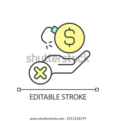 Avoid impulse purchase RGB color icon. Consumerism. Shopaholism prevention. Save money on purchasing. Isolated vector illustration. Simple filled line drawing. Editable stroke. Arial font used