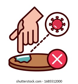 avoid infected surfaces prevent spread of covid19 vector illustration line and file icon