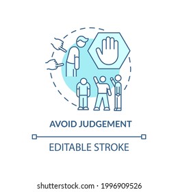 Avoid judgment concept icon. Racism at work abstract idea thin line illustration. Dealing with hidden prejudices. Unconscious bias. Vector isolated outline color drawing. Editable stroke