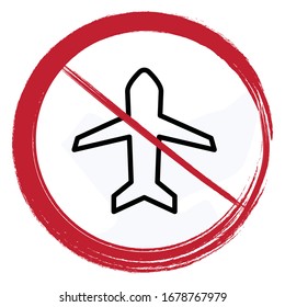Avoid nonessential travel concept, oronavirus disease COVID-19 advice for the public sign on white background, commercial aeroplane with Stop symbol Vector Color Icon design