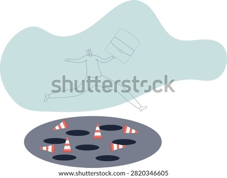 Avoid pitfall, adversity and brave to jump pass mistake or business failure, .human life and situation.vector illustration.