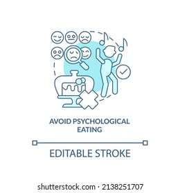 Avoid psychological eating turquoise concept icon. Maintaining weight after diet abstract idea thin line illustration. Isolated outline drawing. Editable stroke. Arial, Myriad Pro-Bold fonts used