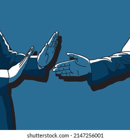 Avoid Or Refuse Or Reject Or Decline Handshake For Business Illustration