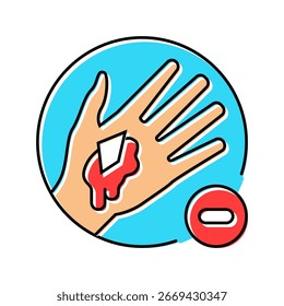 evite remover objetos incorporados do vetor de ícone de cor de ferida. evite remover objetos incorporados do sinal de ferida. ilustração de símbolo isolado