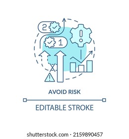 Vermeiden Sie das türkisfarbene Konzeptsymbol. Risk Management Schritt abstrakte Idee dünne Linie Illustration. Wählen Sie die am wenigsten riskanten Optionen aus. Einzeln Umrisszeichnung. Bearbeitbarer Strich. Arial, Myriad Pro Fett Schriftarten verwendet