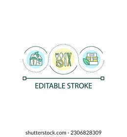 Avoid single use plastic loop concept icon. Reuse multiple times abstract idea thin line illustration. Prevent environment pollution. Isolated outline drawing. Editable stroke. Arial font used