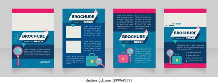 Avoid stress during job search blank brochure design. Template set with copy space for text. Premade corporate reports collection. Editable 4 paper pages