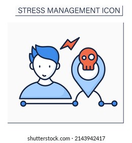Avoid Stressful Situation Color Icon. Reduce Stress Triggers.Eliminate Stressors Numbers. Mental Health Concept. Isolated Vector Illustration