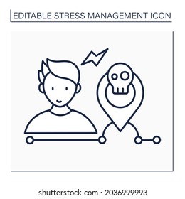Avoid Stressful Situation Line Icon. Reduce Stress Triggers.Eliminate Stressors Numbers. Mental Health Concept. Isolated Vector Illustration. Editable Stroke