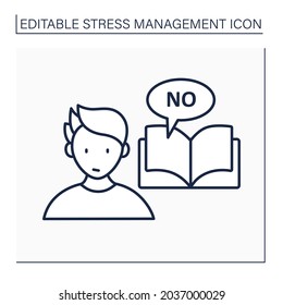 Avoid stressful situation line icon. Learn how to say no.Defending personal boundaries. Eliminate stressors numbers. Mental health concept. Isolated vector illustration. Editable stroke