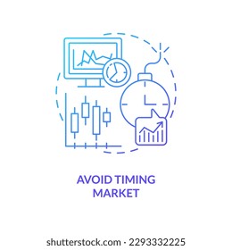 Avoid timing market blue gradient concept icon. Expecting price changes. Rule of investing abstract idea thin line illustration. Isolated outline drawing. Myriad Pro-Bold font used