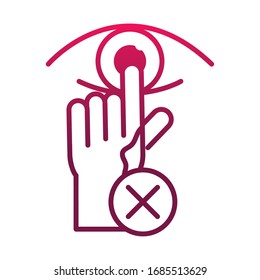 avoid touch eye prevent spread of covid19 vector illustration gradient icon