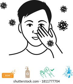 avoid touch face icon vector