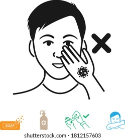 Avoid Touch Face Icon Vector. Virus Protection Icon