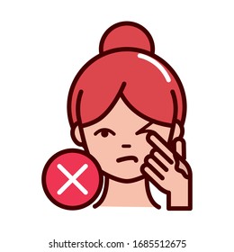 avoid touching eyes instructions to prevent the spread of covid-19 vector illustration line and file icon