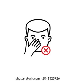 Avoid touching face line icon. Clipart image isolated on white background