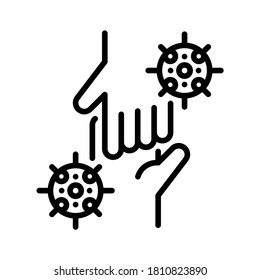 Avoid touching hands. COVID-19 prevention. Line vector. Isolate on white background.