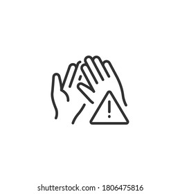 Avoid touching surfaces with hands icon. COVID-19 prevention. Line vector. Isolate on white background. EPS 10