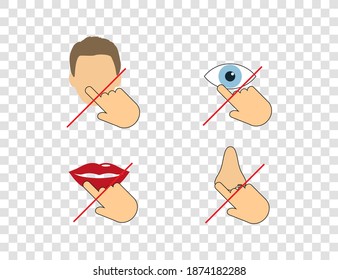 Avoid touching your face. Vector illustration, flat.