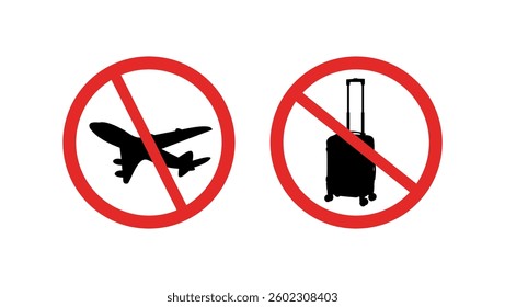 Avoid Travel related  , black and red isolated silhouette