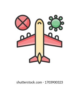 Avoid Traveling vector outline filled illustration. corona virus covid-19 icon