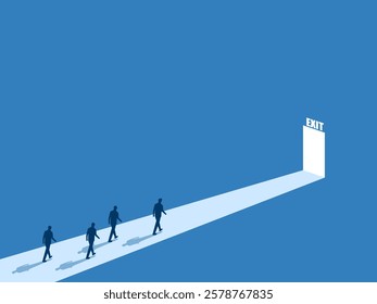 Avoid Trouble, Business Team Walk To Exit