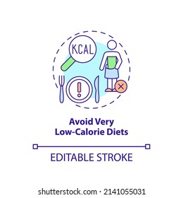 Avoid very low-calorie diets concept icon. Supporting bones health abstract idea thin line illustration. Daily needs. Isolated outline drawing. Editable stroke. Arial, Myriad Pro-Bold fonts used