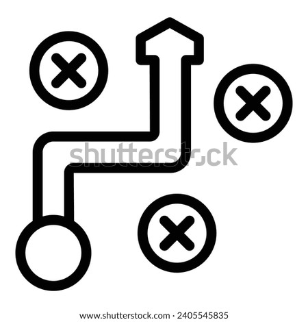 Avoid wrong decisions icon outline vector. Problem solving path. Optimal decision making plan