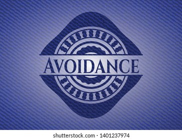 Avoidance badge with denim texture. Vector Illustration. Detailed.