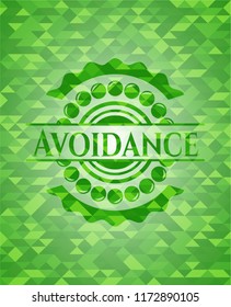 Avoidance realistic green emblem. Mosaic background