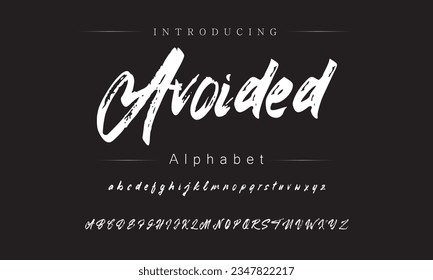 Tipo de letra, alfabeto, tipo de letra del estilo de pincel vectorial evitado