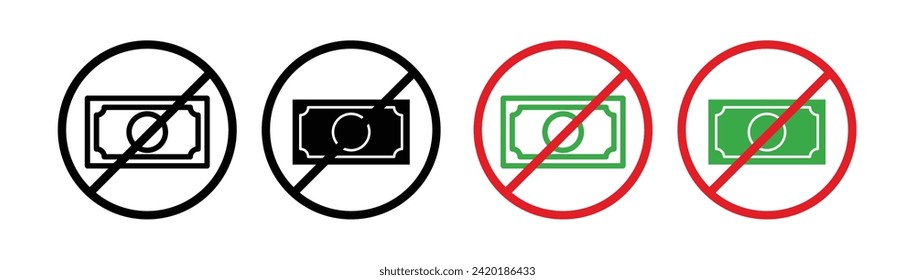 Avoiding Additional Payments Line Icon. No Extra Fees Icon in Black and White Color.