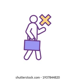 Evitar las tareas de trabajo Icono de color RGB. La postergación en el lugar de trabajo. Pérdida de empleo. Posponer tareas relacionadas con el trabajo. Desaparición de oportunidades de trabajo. Riesgo de desempleo. Ilustración vectorial aislada