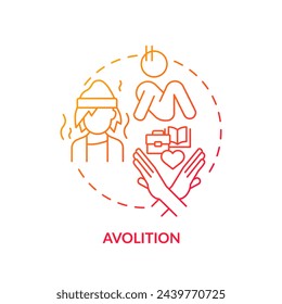 Avolition red gradient concept icon. Lack of motivation. Social issues. Round shape line illustration. Abstract idea. Graphic design. Easy to use in infographic, presentation, brochure, booklet