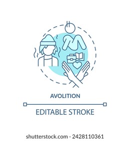 Avolition soft blue concept icon. Lack of motivation. Social issues. Round shape line illustration. Abstract idea. Graphic design. Easy to use in infographic, presentation, brochure, booklet