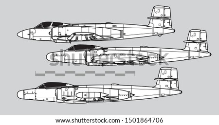 Avro Canada CF-100 Canuck. Outline vector drawing