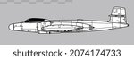 Avro Canada CF-100 Mk3 Canuck. Vector drawing of long-range interceptor aircraft. Side view. Image for illustration and infographics. 