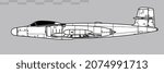 Avro Canada CF-100 Mk5 Canuck. Vector drawing of long-range interceptor aircraft. Side view. Image for illustration and infographics.