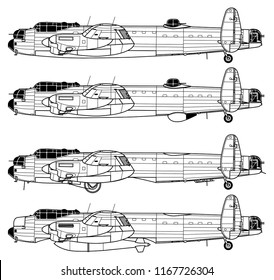 Avro LANCASTER. Outline vector drawing